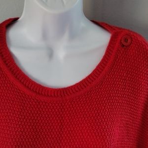 Say What? RED Crochet Pullover Poncho Bell 2x